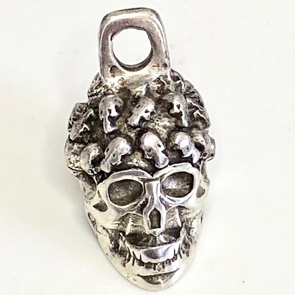 LOT of 2 Larger Punisher Skull Charms for Leather or Chain Tassels - Picture 2 of 8